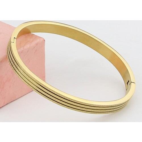 Hot Fashion Stainless Steel Jewelry Line Pattern Frosted Bracelet Woman Bracelet Party Gift Wholesale