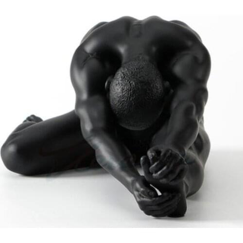 [HHT] RESIN CRAFTS HUMAN STATUE CREATIVE BODY ART NAKED MAN SCULPTURE DECORATION SITTING CROSS-LEGGED AND BOWING TO PRAY MAN