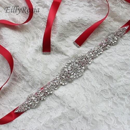 Crystal Wedding Belts Satin Rhinestones Wedding Dress Belt Wedding Accessories Bridal Ribbon Sash Belt Colorful Handmade