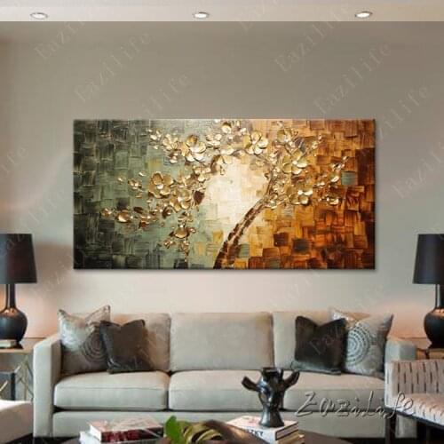 Canvas Painting palette knife 3D texture acrylic Flower tree painting Wall art Picture For Living Room home decor cuadros