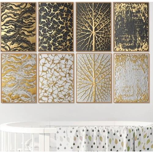 Classical Abstract Gold Leaves Texture Posters And Prints Wall Artwork Canvas Prints Modular Pictures Home Decoration Paintings