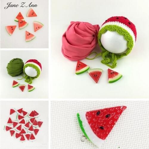 Jane Z Ann Newborn watermelon costume infant knitted hat+wrap +watermelon porp studio shooting creative theme accessories