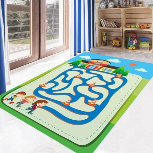 School Path Labyrinth Game Patterned Carpet ,Non Slip Floor Carpet,Teens Carpet,Turkish Rug