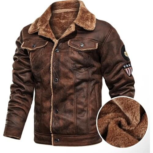 Winter Mens Bomber Leather Jackets Casual Male Outwear Fleece Thick Warm Windbreaker Jacket Men Military Baseball Coats Clothing