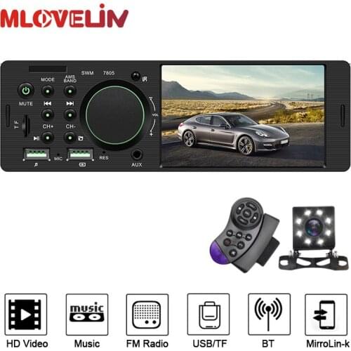 MLOVELIN 1Din Button Car MP5 Multimedia Radio Player AUX SD USB BT Audio Car rear view Camera
