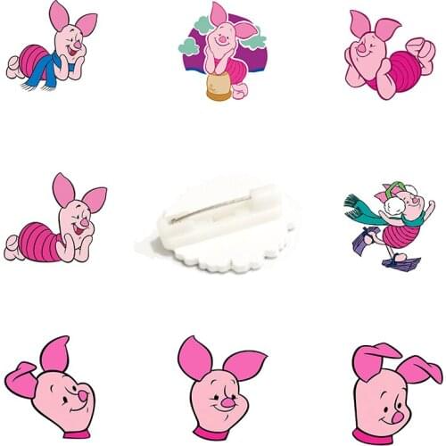 Disney Pink Lively Piglet Piglet Fashion Brooch The Gift Epoxy Acrylic Hat Shirt Badge Brooch Jewelry Boys And Girls Souvenirs