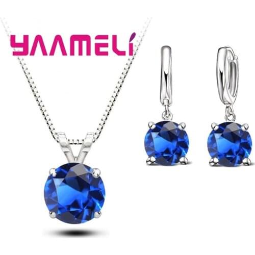 Brand Necklace Earrings Set Classic Dotted Crystal For Women Girlfriend Valentine Souvenirs 925 Sterling Silver
