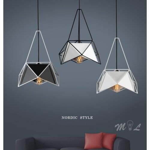 Nordic Diamond Pendant Lights Geometry Hanging Lamp Led light fixture for Kitchen Living Room Cafe Bar Suspension Luminaire E27