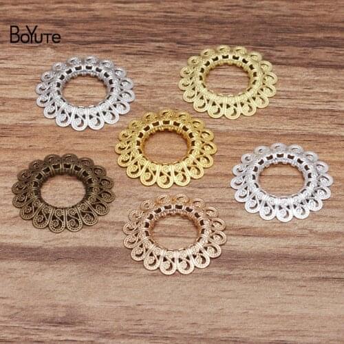 BoYuTe Wholesale (50 Pieces/Lot) Metal Brass 30MM Filigree Flower Charms for Jewelry Making