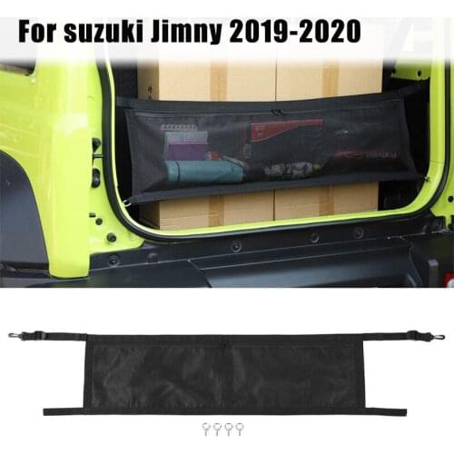 Car Rear Trunk Net Cargo Organizer For Suzuki Jimny 2019 2020 Dual Use Storage Bagwith 4 eyebolt Stowing Tidying Accessory