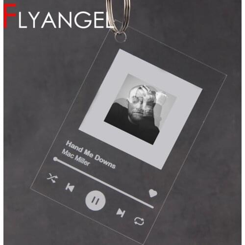 Personaized Music Plaque Keycahin Custom Photo Keyring Scannable Spotify Code Key Chain Couple Gifts