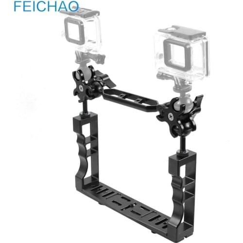 Underwater Tray Handheld Stabilizer Rig Grip Housing Diving Flash Light LED W/ Butterfly Clip &Ball Head Arms for Action Camera