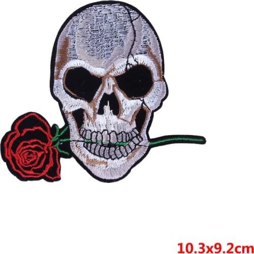 Pulaqi Punk Patch Punk Rose Embroidery Sticker Iron-on Sew On Garment Accessories Arm Badge Decor For Clothing D