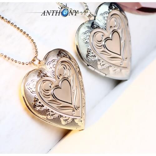 Rose Gold Color Photo Frame Heart Pendant Chains fashion Necklaces for women 2016 Jewelry A88