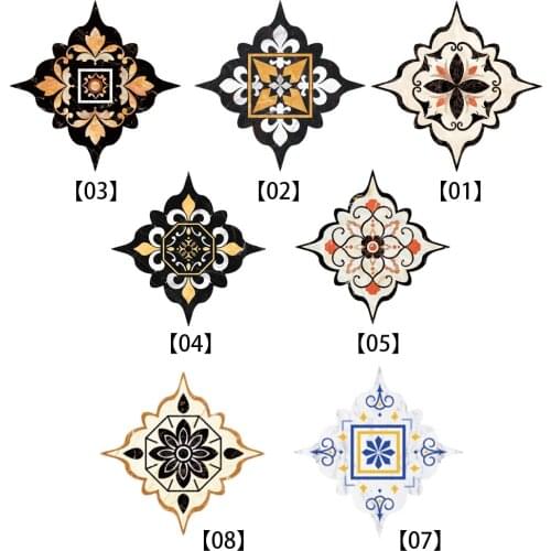 18pcs Self Adhesive PVC Ceramic Tile Stickers Waterproof Wall Sticker Art Diagonal Floor Stickers Kitchen Decorative Sticker 8cm