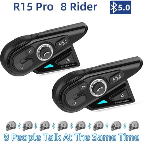 WAYXIN 1200M Helmet Intercom Motorcycle Intercom Helmets Bluetooth 5.0 FM Radio 2 people Headset Interphone R15 Green Yellow