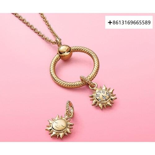 Stylish new 925 sterling silver shining sun necklace for men and women