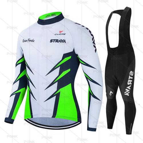 STRAVA Pro Team Spring Autumn Cycling Jersey Set Bicycle Clothing Breathable Men Short Sleeve Shirt Bike BIB Shorts 19D Gel Pad