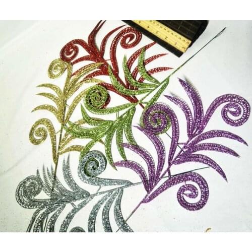 20pcs 40cm Artificial Glitter Phoenix Leaf Branch For Flower Arrangement Wedding Christmas Party Home Garden Decoration