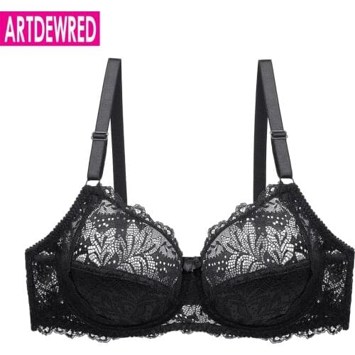Women Floral Unlined Lace Bra Perspective Brassiere Sexy Lingerie Underwired Bralette Underwear Plus Size Bras C D Cup