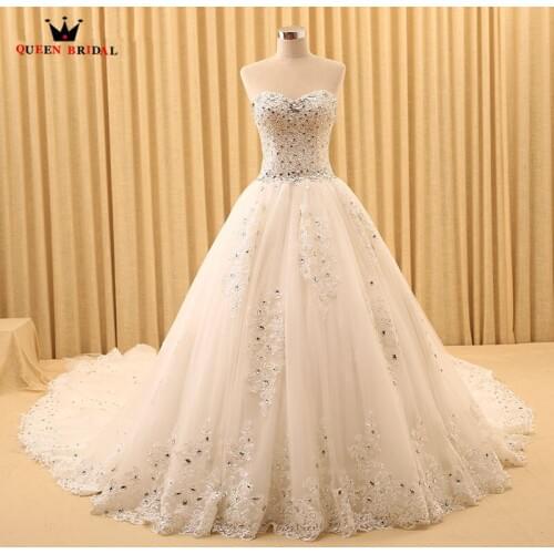 Ball Gown Sweetheart Wedding Dresses Crystal Lace Beading Luxury Long Formal Bridal Wedding Gown 2021 Vestidos De Novia WS55