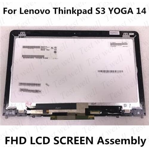 For Lenovo Thinkpad S3 Yoga 14 LCD Display Touch Screen Panel Assembly 14" 1920*1080IPS EDP 30PIN LED FHD IPS With Frame Bezel
