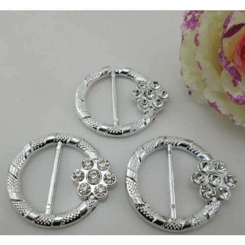 10 X Acrylic Rhinestone Buckle Invitation Ribbon Slider For Wedding Supplies 32mm