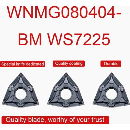 10PCS High Quality WNMG080404-BM WS7125 Carbide Inserts External Turning Blade CNC Lathe Cutter Tool For Stainless Steel