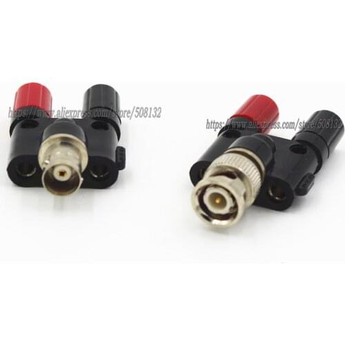 2 PCS BNC Male and Female Stackable to Dual 4mm Binding Post Banana Plug test Adapter Connector 500Vrms