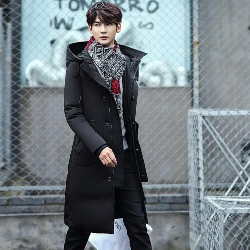 2017 winter mens Hooded 80% White duck down Down jacket Mens trench coat jackets Down Coats Long style zipper big size M-3XL