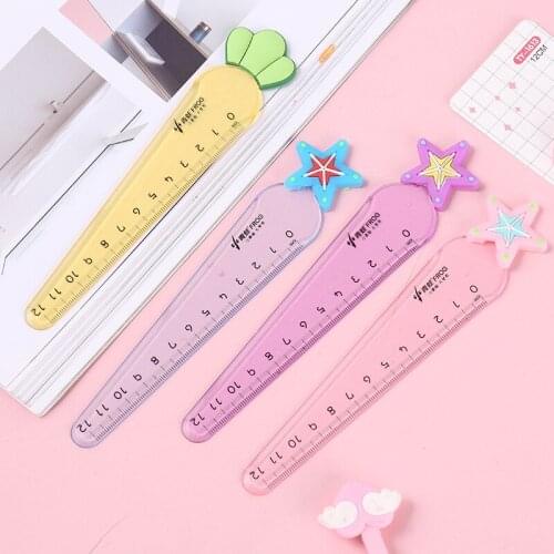 30pcs Cute Stationery Carrot Star Design Ruler School Supplies Kawaii Accessories Percision Measuring Tools Japanese Stationery