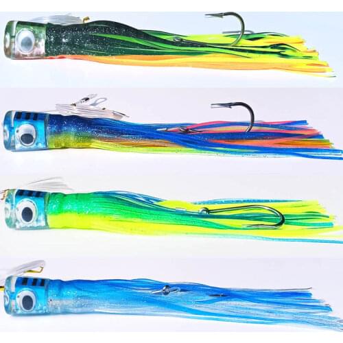 4pcs 6.5'/ 8'/11' Prowler Trolling Fishing Lures Rigged Skirted Big Game Marlin Tuna Pakula game fishing lure