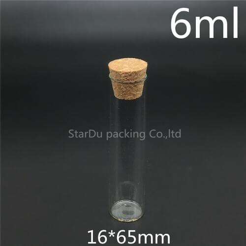 50pcs/LOT diameter 16*65mm 6ml Wishing Glass Bottle with Cork ,High-quality Glass Vials Display Bottle Wholesale