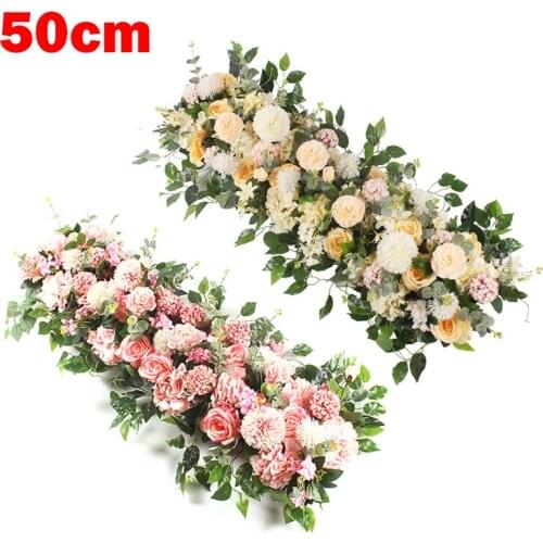 50cm Artificial Peony Rose Hydrangea Row Wedding Decor Background Tabletop Wall Arrangement Arch Ballons Fake Flower Supplies