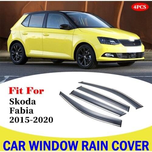 Car Accessories For Skoda Fabia 2015-2020 Car Window Visor Covers Vent Shade Rain shield Guard Deflector Awnings Shelters