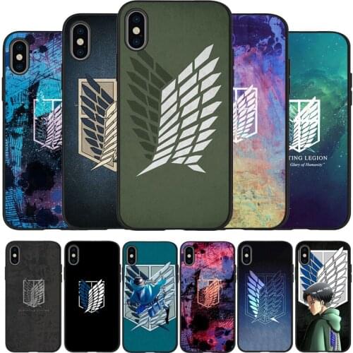 Anime attack on Titan black Silicone Phone Case For iPhone 12 XR XS Max 5 5S SE 2020 6 6S PLUS 7 8 X 11Pro Max 11 Cover