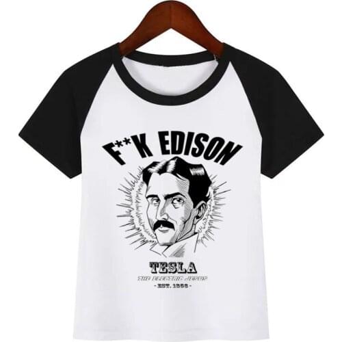 Kids Nikola Tesla Serbian American Inventor Physics Print T Shirt Design Summer Tops Boys and Girls Casual Streetwear T-shirt