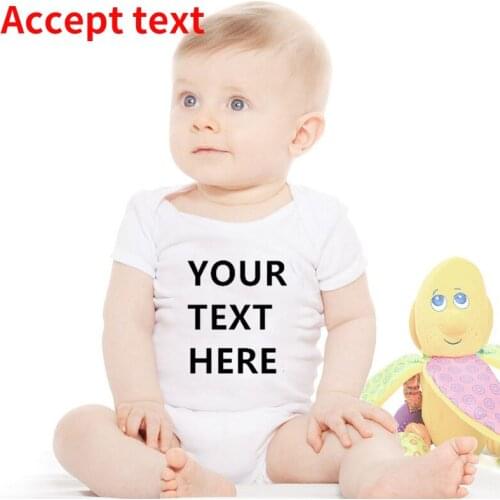 YOUR TEXT HERE Baby Romper Customize Newborn Baby Boy Girl Bodysuit Cotton Short Sleeve Infant Baby Clothes