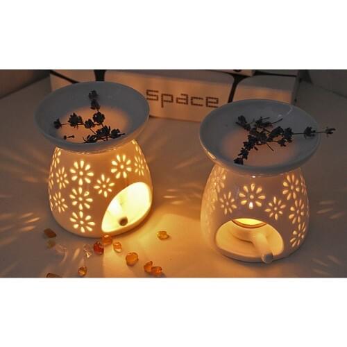Mini Ceramic Aroma Essential Oil Lamp Hollowing Candle Furnace Essential Oil Furnace Incense Burners Home Furnishing Decoration