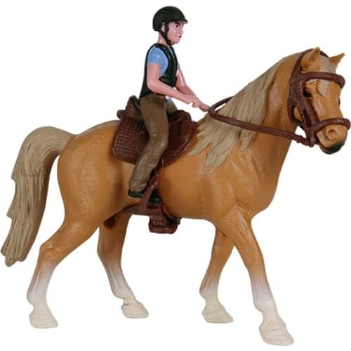 Collectible Farm Animal Figure Toy Horse with Male Rider Figurine for Kids 3
