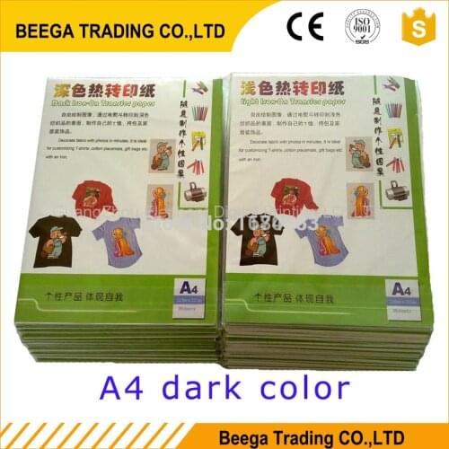 20pcs A4 Size Transfer Paper Copy Paper For Heat Press Iron On Inkjet T Shirt Heat Transfer Paper For Dark Fabric Cloth