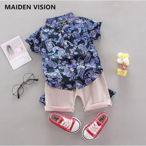 Fashion Children Clothing summer Baby Girl Clothes Boys Flower print shirt Pants 2Pcs/set Toddler Cotton Costume Kids Tracksuit