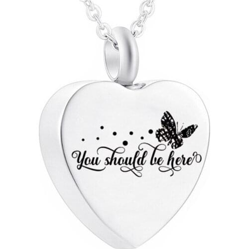 Cremation Jewelry Stainless Steel Urn Heart-Shaped Butterfly Pendant To Commemorate The Deceased Relative -You Should Be Here