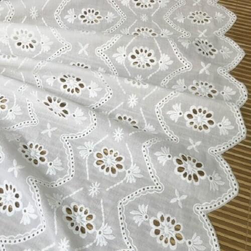 Retro Flower Pure Cotton Floral Lace Fabric Hollow Out Embroidery Lace For DIY Costume Bridal Gowns Boho wedding Dress 1 yard