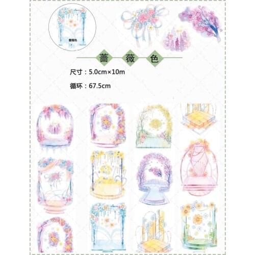 Lovely Rose Color Washi Tape for Card Making Bullet Journal DIY Scrapbooking Decorative Sticker