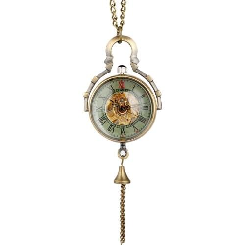 Fashion Clock Quartz Ball Glass Pocket Watch Steampunk Men Hollow-out Hand-winding Mechanical Pendant Necklace Women Gift