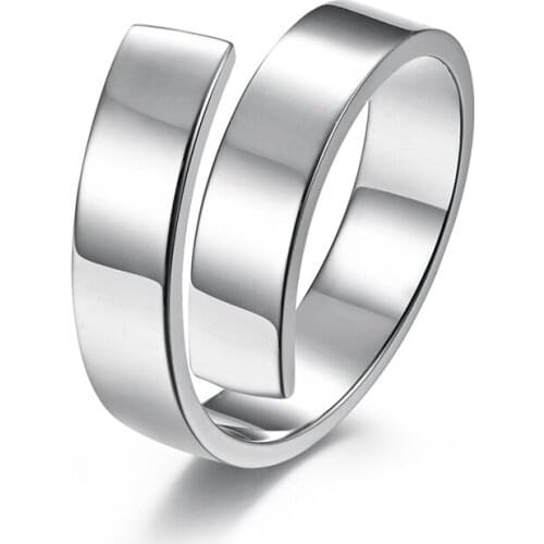 Fashion Lightning Open Rings for Men Couple Engagement Jewelry Minimalist Silver Color Stainless Steel Wedding Women Engraving