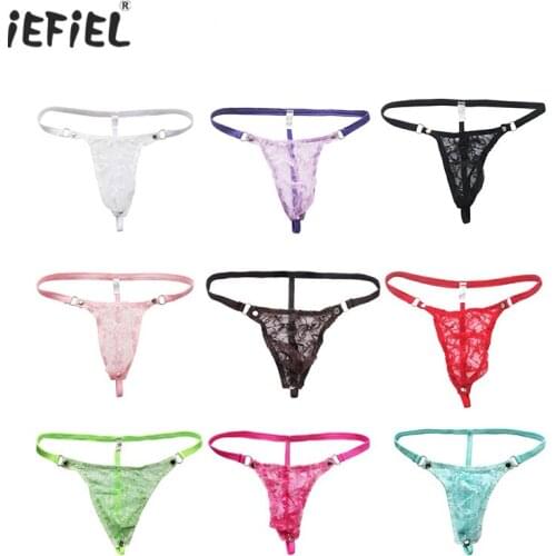 Gay Mens Underwear Mesh Lace Mens Thongs and G-strings Sissy Panties Tanga Lingerie Gay Underwear Thongs Pouch Lace Underwear