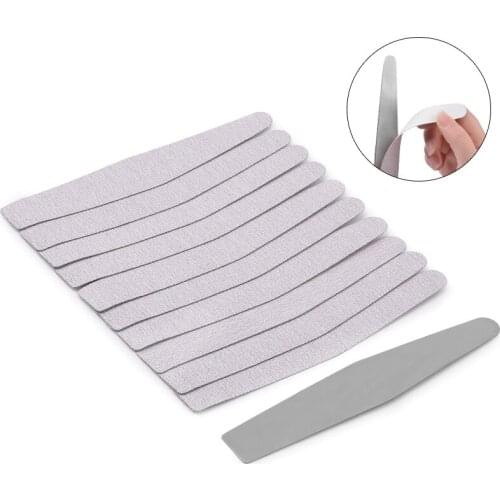 Grey Pink Double Side Nail Files Set Remover Stainless Steel Handle with Replacement 10Pcs Self-adhesive Sandpaper Manicure Tool