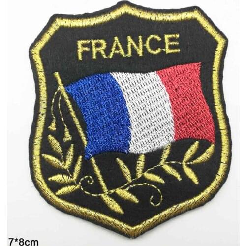France Flag Iron On Embroidered Clothes Patches For Clothing Stickers Garment Wholesale
